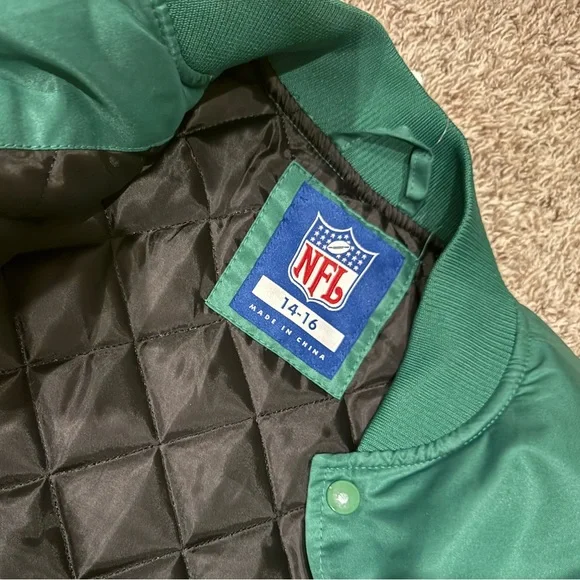 Philadelphia Eagles Jacket Youth 14-16 - Vintage Retro Kelly Green - Picture 3 of 7